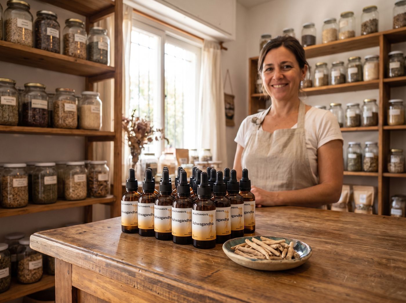Dietética con extractos Cultivamente en el mostrador