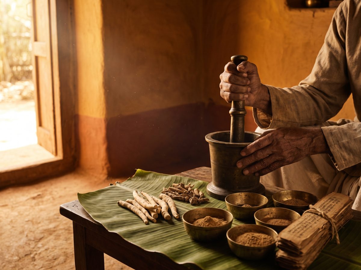 Raíz de ashwagandha en la India